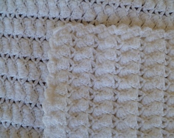 Beautiful Handmade Crochet Baby Blanket with Scalloped Edge