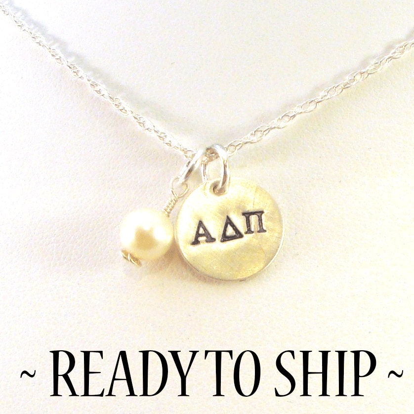 Alpha Delta Pi Necklace with Swarovski Pearl Official