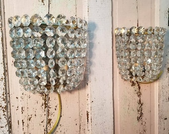 Beautiful Pair of Austrian Crystal Sconces