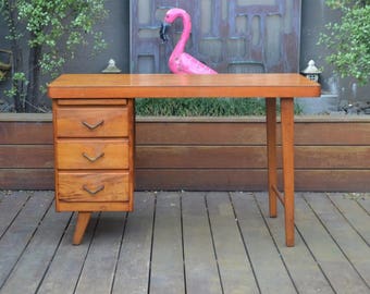 Mid Century wooden Desk F E Clarke Fecla