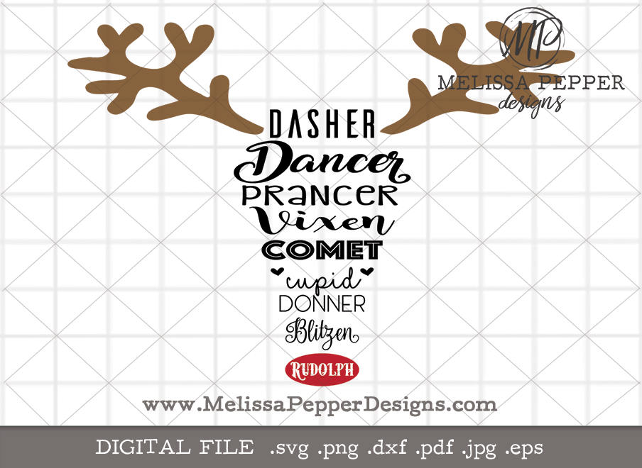 Christmas reindeer svgDasher DancerPrancer VixenComet