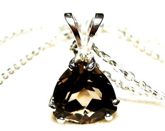 Smokey quartz, smokey quartz pendant, brown, triangle pendant, brown jewelry, "Chocolate Smoothie"