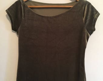 Vintage 90s Cropped Olive Velvet top S/M