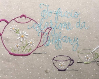 Colazione da Tiffany, schema da ricamare, schema ricamo ad ago, modello, schemi, schema ricamo.