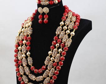 Rosy Red Coral bead set