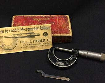 Vintage LS Starrett Micrometer Caliper No. 436 - w/ Original Box & Instructions (Free Shipping)
