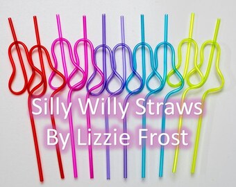 10 Pack Penis Straws | Silly Willy Straws | LIZZIE FROST | Assorted Colors Perfect for Bachelorette Party