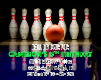 Bowling Pins Bday Invitation