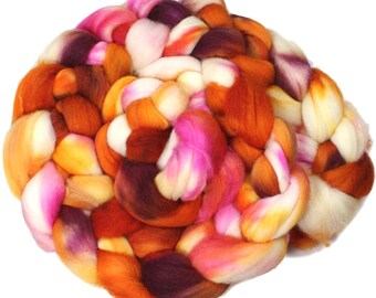 Easter Cactus - hand-dyed merino wool and silk (4 oz.) painted combed top