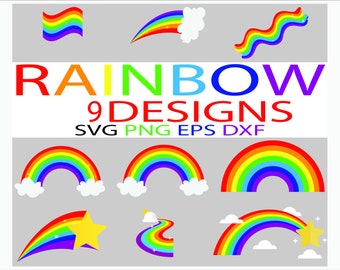Rainbow svg / Rainbow with clouds svg / Rainbow cut file / Rainbow clipart / Rainbow vector / cricut cut file / digital download