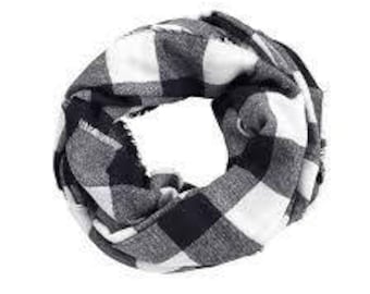 Monogram Scarf - Plaid Scarf - Black & White Scarf - Monogrammed Scarf - Personalized Scarf - Gifts For Her - Gifts Under 25 Dollars