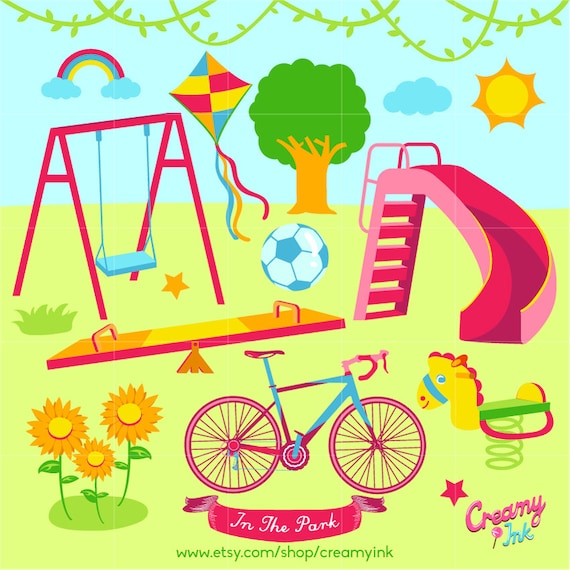 Playground Digital Vector Clip art / Play Time Clipart Design