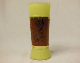 Anchor Hocking Siesta Ware Tiki Glass Tropical Mahogany Grip Tall Highball Vintage