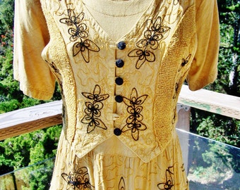Embroidered dress, India dress, Amber Dress, indian maxi dress, 80s Autumn dress, size S / M