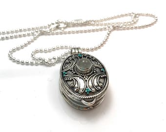 Sterling Silver Jewelry For Ashes Moonstone Urn Pendant custom cremation personalized urn for ASHES or hair locket