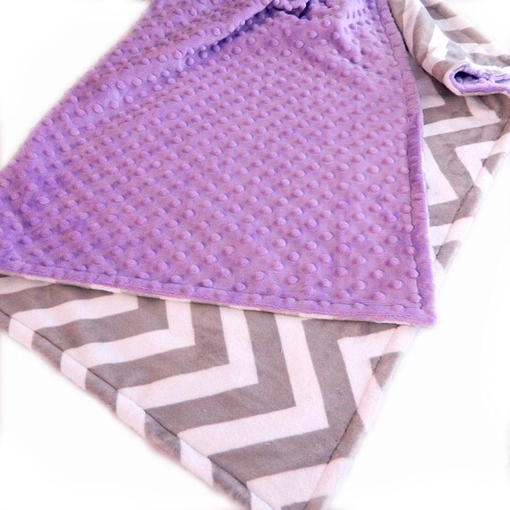 Personalized Baby Blanket Chevron Minky Baby Blanket, Silver Lilac Baby Blanket Girl Nursery, Receiving Blanket, Baby Shower Gift, Baby Girl