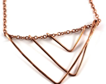 Geometric Copper open triangle Necklace | Copper Triangle Necklace | Pendant | Art Deco | Necklace Victoria BC Vancouver Island Canada