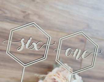 Hexagon Geometric Laser Cut Table Number Signs