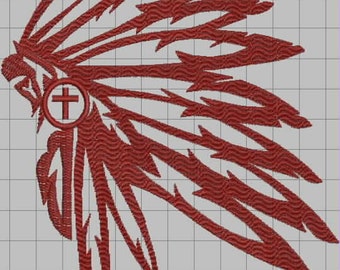 Christian Native American Headdress Digitized Embroidery Design File