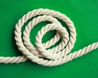 5 mm Cotton Rope = 10 Yards = 9.14 Meters of Natural and Elegant 100 % COTTON TWISTED CORD- Semi White- Offwhite- Raw White - not pure white
