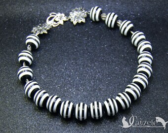Beaded Necklace, Gift for Her, Statement Necklace, Black and White Funky Necklace