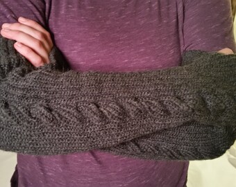 Cabled Fingerless Gloves - Extra Long