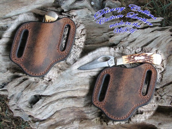 Buffalo leather knife sheath Pancake style sheath Case mini