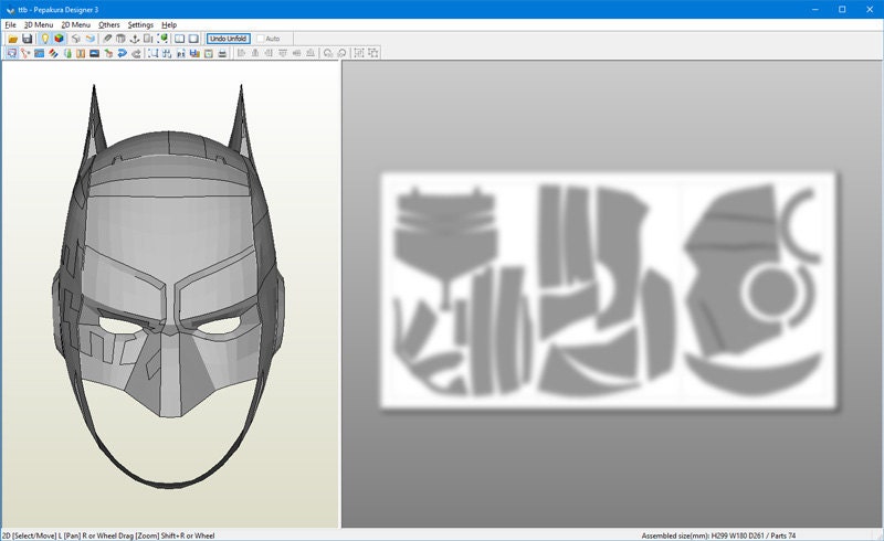 Telltale Batman helmet Pepakura pattern DIY