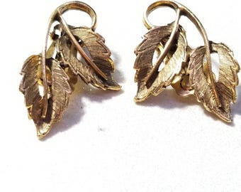 Vintage Leaf Clip Earrings Signed Kimberlee