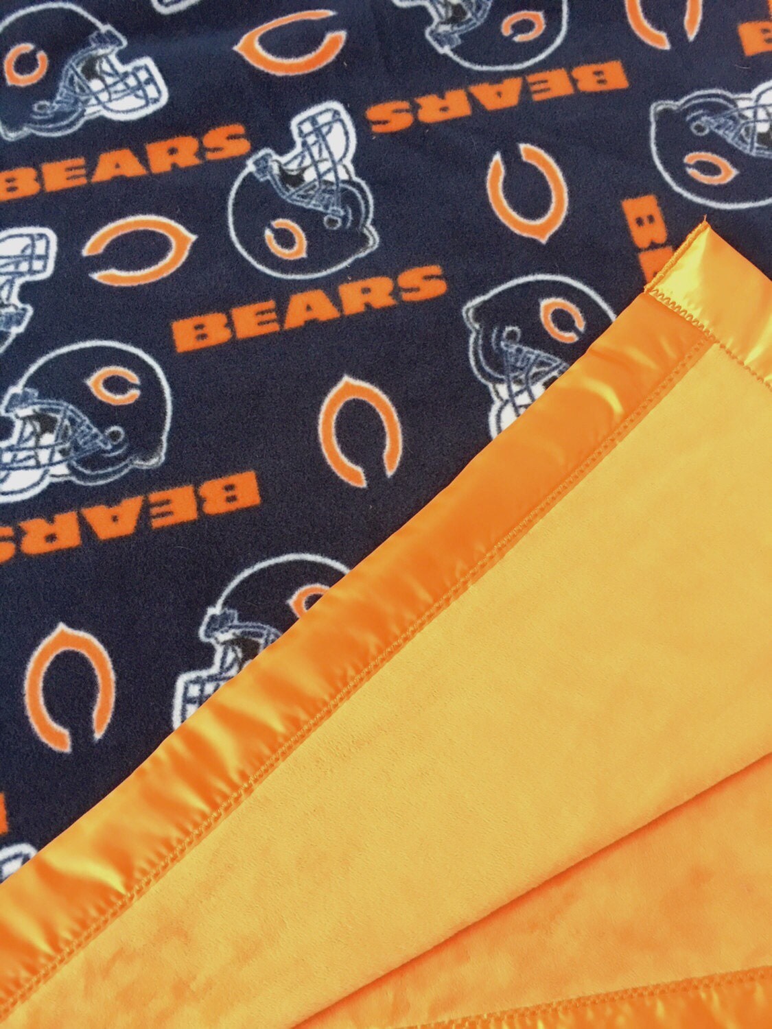 Chicago Bears NFL Fleece Blanket with Orange Cuddle Minky and