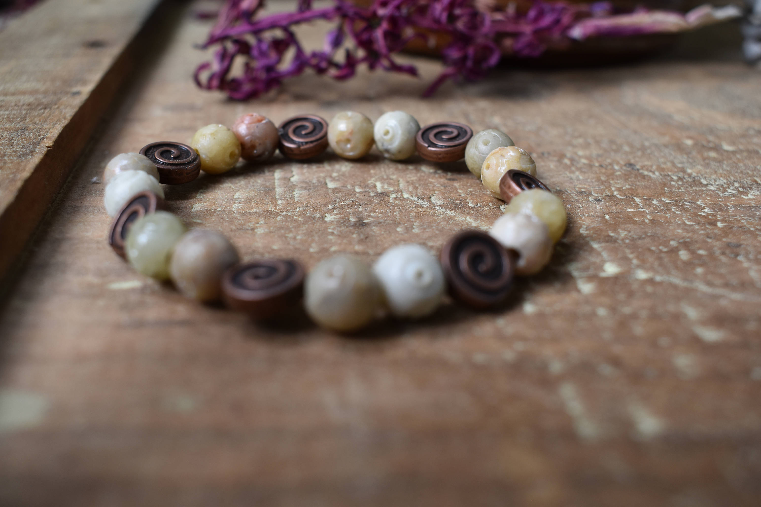 Healing soapstone positive energy boho bracelet