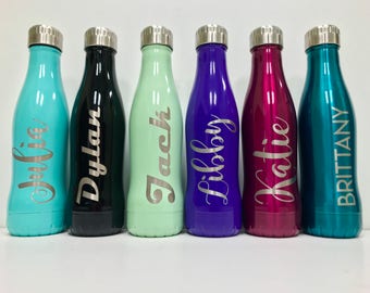 NEW STYLE - Personalized Water Bottle | Stainless Steel | Insulated | Powder Coated and Laser Etched