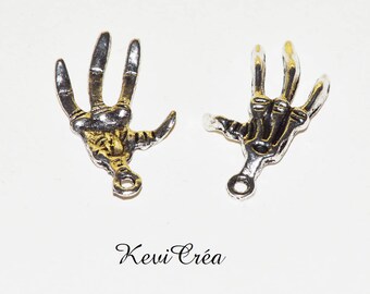 5 x charms charms silver skeleton hands