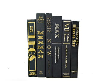 BLACK & GOLD Decorative Books, Modern Book Decor, Photo Prop, Home Decor, Contempory Book Collection, BOokshelf Decor, Antique book set,