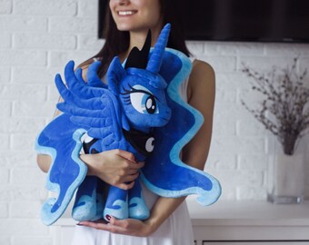 Princess Luna Inspired Stuffed Alicorn Pony Pegasus Unicorn Handmade Plushie Soft Toy