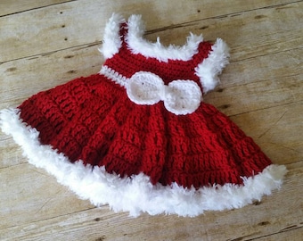 Baby Dress, Crochet Baby Dress, Red Baby Dress, Christmas Baby Dress, Baby Shower Gift, Infant Dress, Baby Photo Prop, Vestido de Bebe Nina