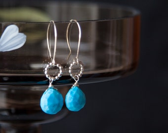 Genuine Turquoise Earrings, Real Turquoise Earrings, Sterling Silver Turquoise Earrings, Turquoise Silver Earrings, Turquoise Jewelry