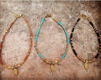 Gypsy feather brass anklets, hippie anklet, boho anklet