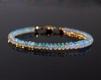 Opal Bead Bracelet - Natural Opal, AAA Genuine Ethiopian Opal, Opal Bracelet, Fire Opal Bracelet, Opal Beaded Bracelet, Opal Jewelry