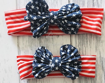 4th of July Baby Headband, Baby Headwrap, Baby Headband, 4th of July Headband, Baby knot headband, Girls Headband, Girls Headwrap, ,