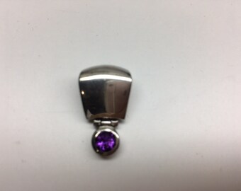 Sterling Silver Amethyst Pendant for Omega Choker