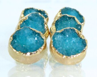 Stud Earrings, Raw Druzy, Raw Agate, Blue Druzy Stud Earrings, Blue Druzy Post Earrings, Gold Earrings, Raw Stud Earrings, Druzy Jewelry