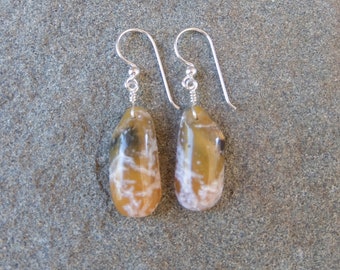 Unique crystal earrings. Agate ethically sourced gem stone from Australia - white yellow stone earrings