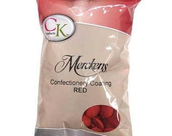 Red 16 oz Merckens Confectionery Coating - Chocolate Melts 1 pound bag Like Merckens Disks