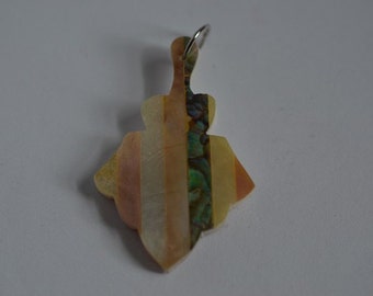 Vintage Mother of Pearl and Abalone Shell Intarsia Pendant (1060389)