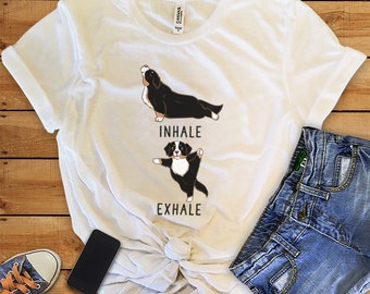 Inhale Exhale Bernese Mountain Dog Yoga T-shirt, Heather Dog lovers Tshirt,Funny Dog Tee Shirts, Yoga lover Dog Lovers gift, Berner Gifts