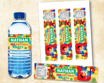 Sesame Street Water Bottle Labels, Sesame Street Water Bottle, Sesame Street Water Label, Sesame Street Invitation, Elmo Water Bottle Labels