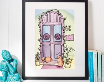 A4 print - Cats at the door