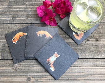 Fox Slate Coasters, Natural Stone