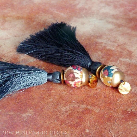 Tassel earrings,Teal earrings,Long earrings,Silk tassel earrings,Luxurious earrings,Statement earrings,2018 jewelry,Boho chic earrings